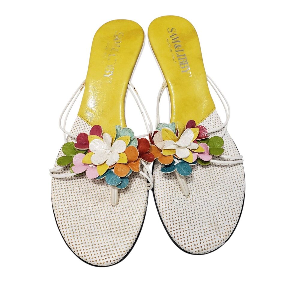 Adorable Sam & Libby Slip on Kitten Heel Colorful Sandals, Size 37 (size 6.5) - Picture 1 of 7